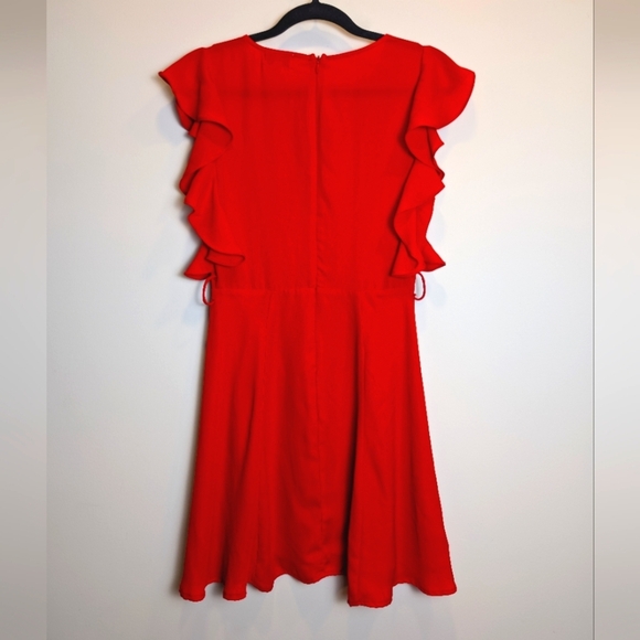 Red Ruffle Sleeve Flouncy Dress Size XS - Picture 2 of 8